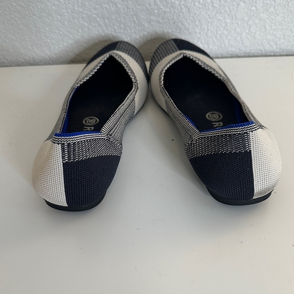 Rothy's Women's The Flat Cap Round Toe Black Cream Plaid Slip on Flats Size 8 - Picture 6 of 8